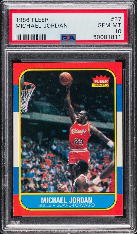 The 1986 Fleer Jordan Rookie PSA 10 that sold for $612,000 in February 2021