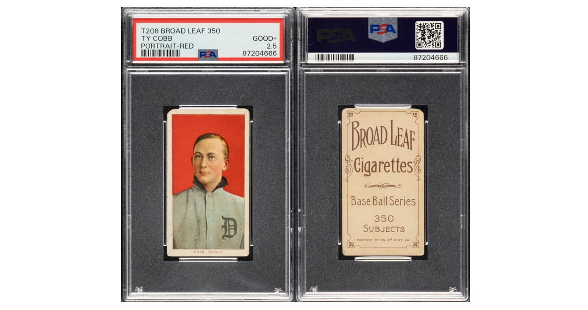 T206 Ty Cobb with rare Broad Leaf back that sold for $270k in 2024.