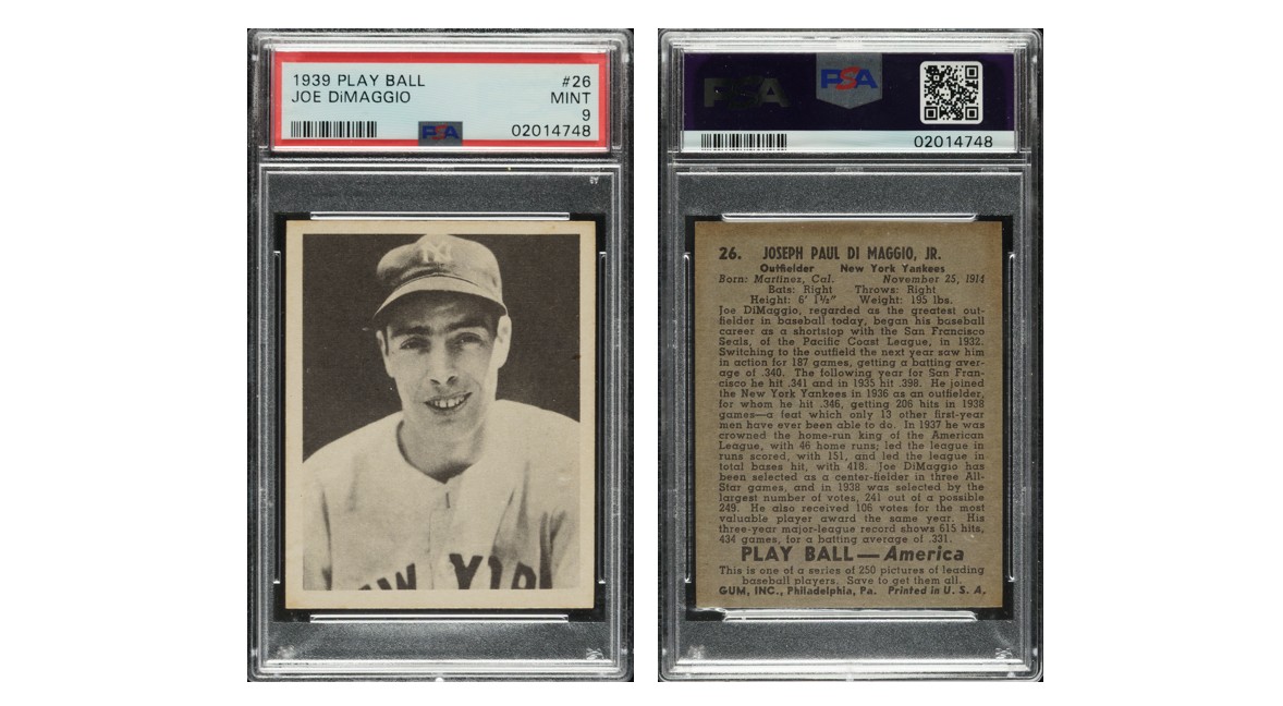 1939 Play Ball Joe DiMaggio front & back