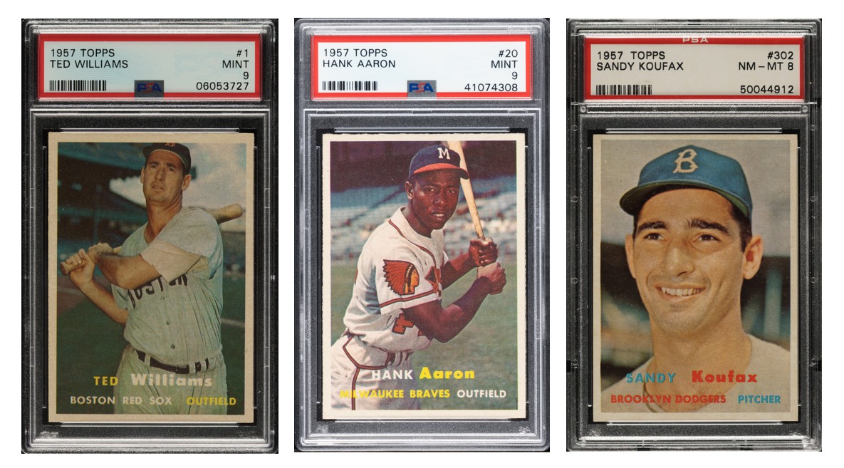 1957 Topps Ted Williams, Hank Aaron, Sandy Koufax