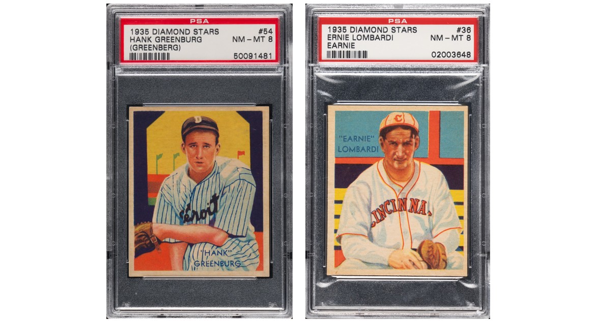 1935 Diamond Stars Hank Greenberg & Ernie Lombardi error cards