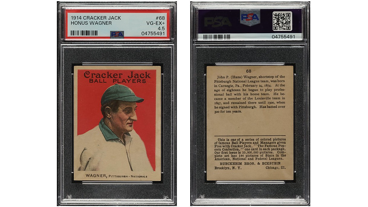 1914 E145 Cracker Jack Honus Wagner front and back