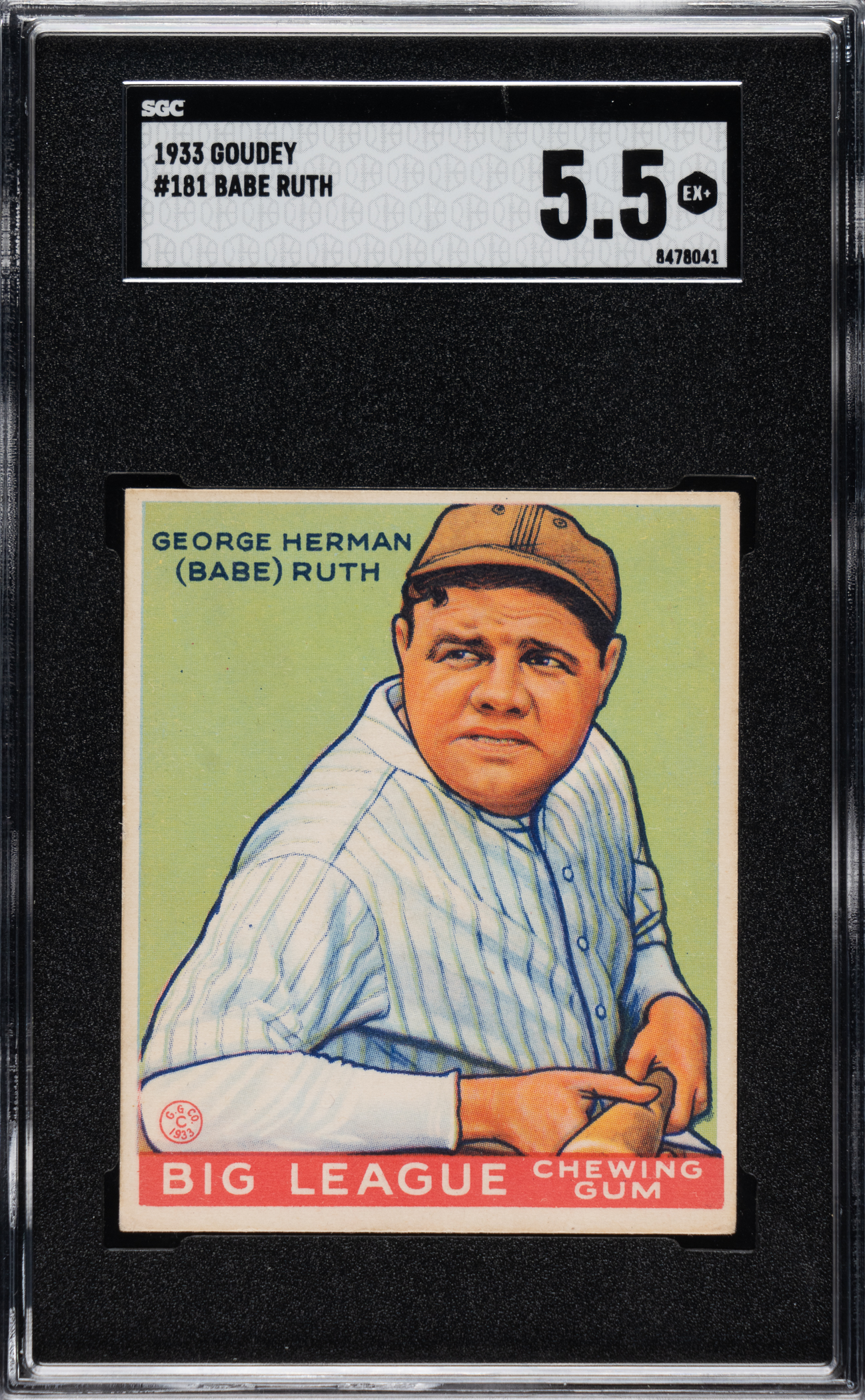 This 1933 R319 Goudey #181 Babe Ruth SGC EX+ 5.5 sold for $34,800 and set a new record for the card in this grade