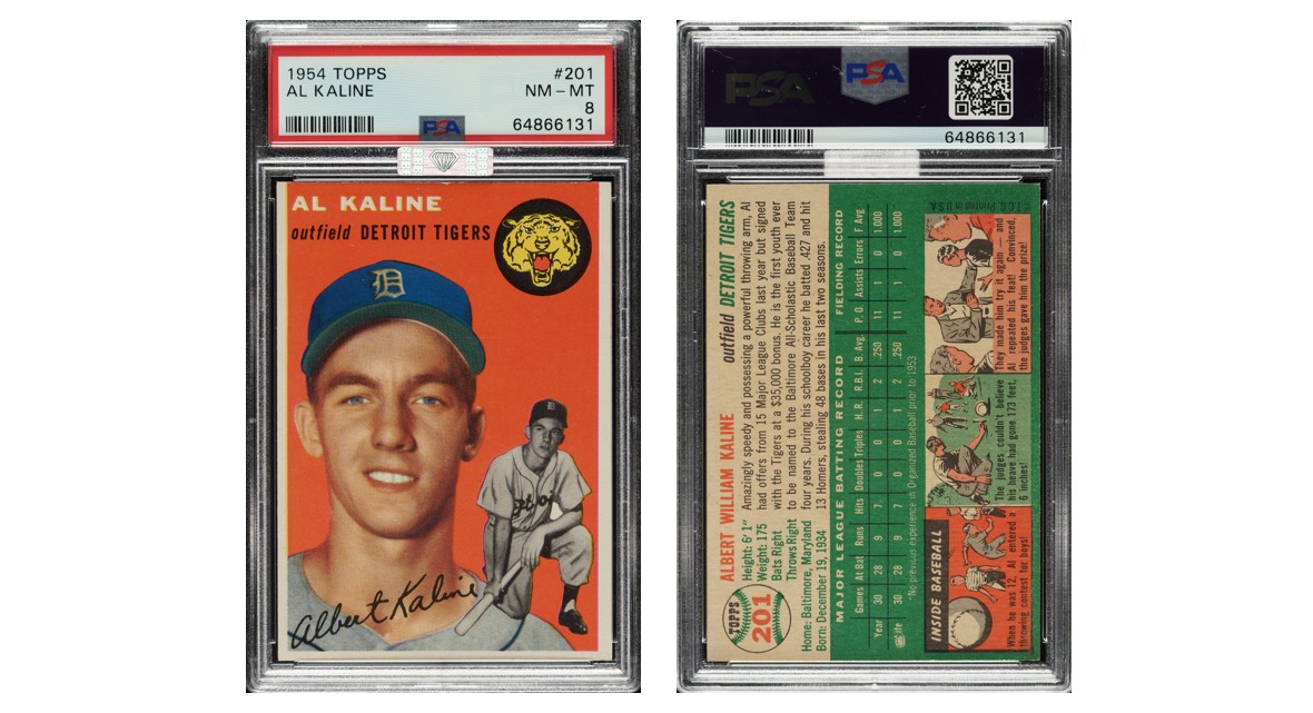 1954 Topps Al Kaline, front & back