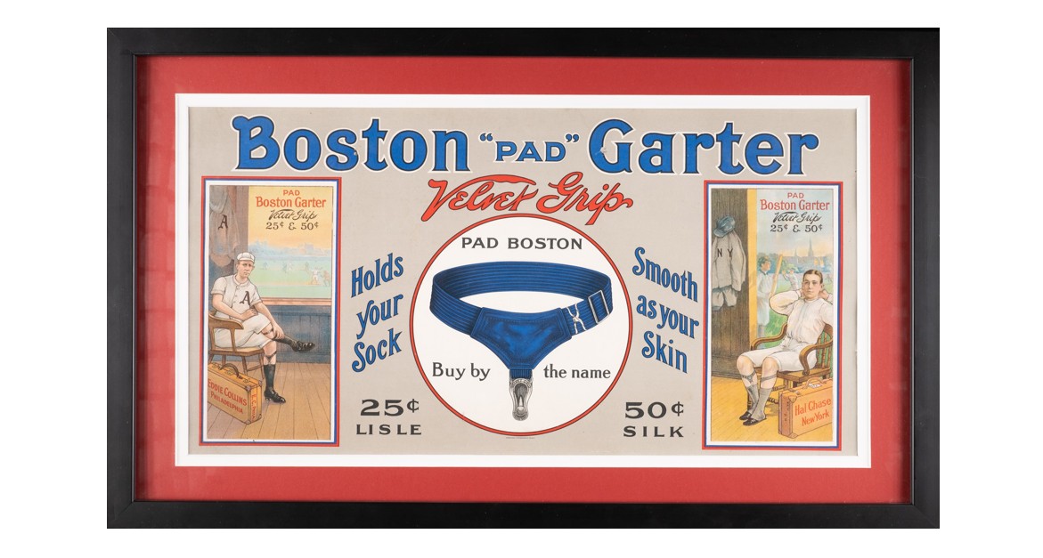 1914 Boston Garter Display Sign - Eddie Collins/Hal Chase