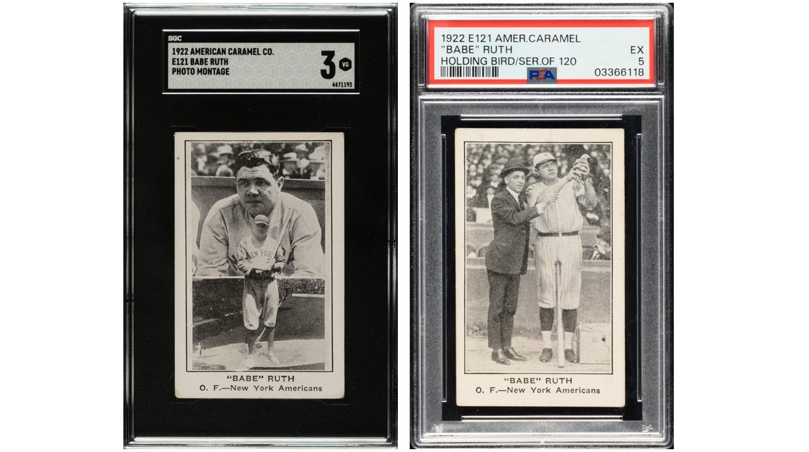 1922 E121 Babe Ruth Image Variations (Montage & Holding Bird)