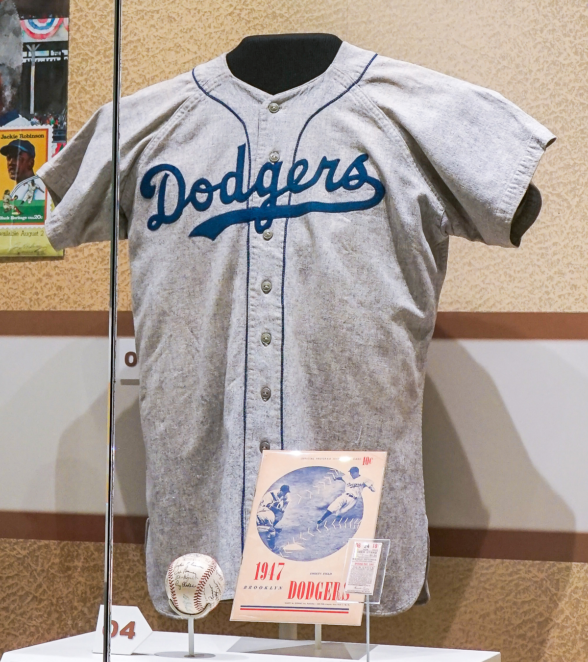 Jackie Robinson Brooklyn Dodgers road jersey, 1948. Loan from The Stephen Wong Collection