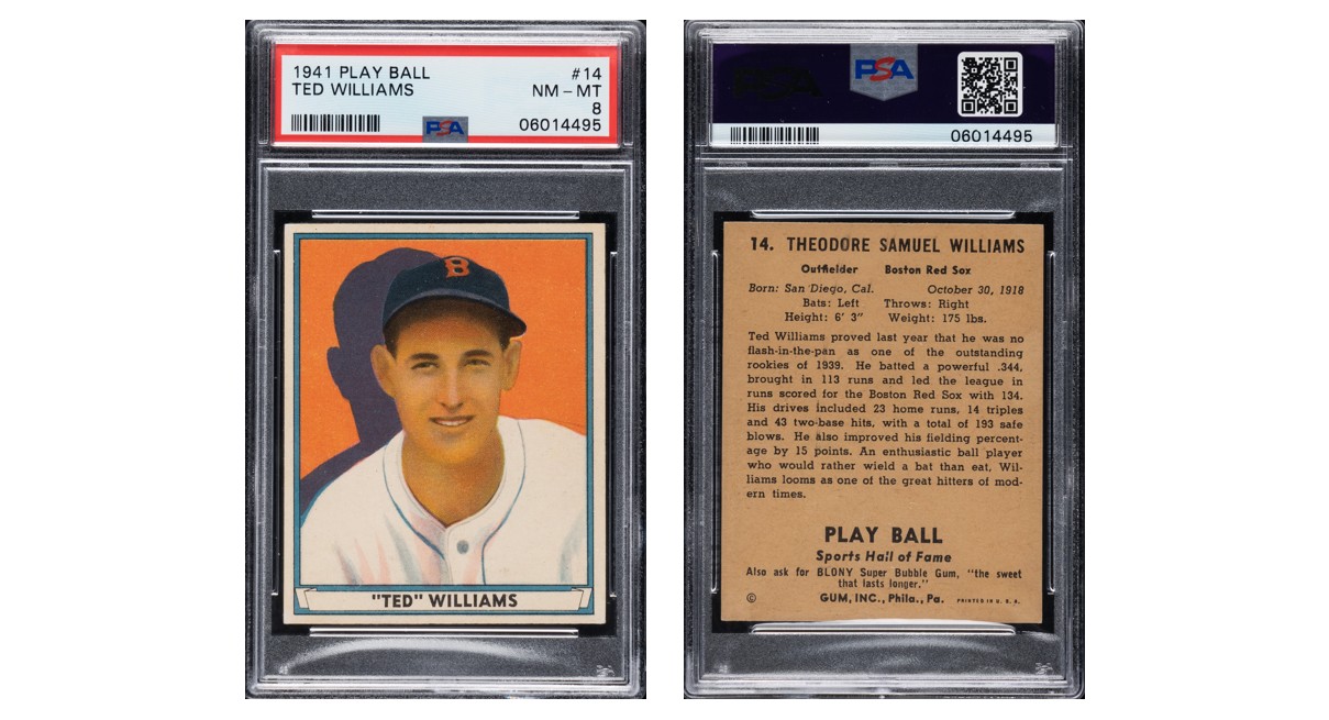 1941 Play Ball Ted Williams front & back