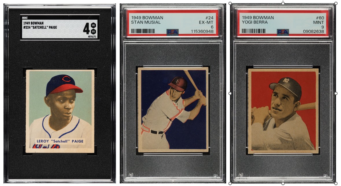 1949 Satchel Paige, Stan Musial, and Yogi Berra