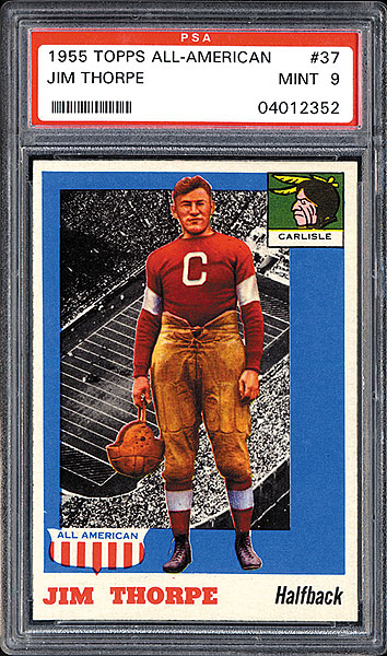 Jim Thorpe's 1955 Topps All-American card is one of the key pieces to the set