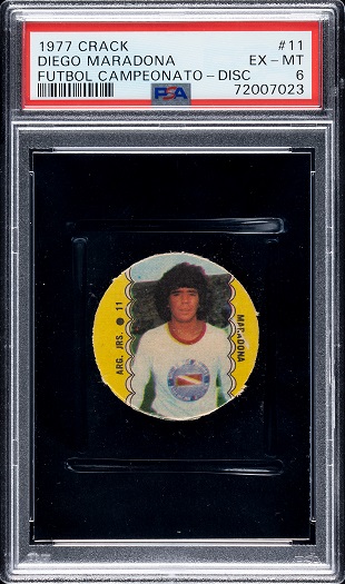 Josh's 1977 Crack Futbol Campeonato Disc Soccer #11 Diego Maradona Rookie PSA EX/MT 6 will be featured in REA's Fall 2023 Auction