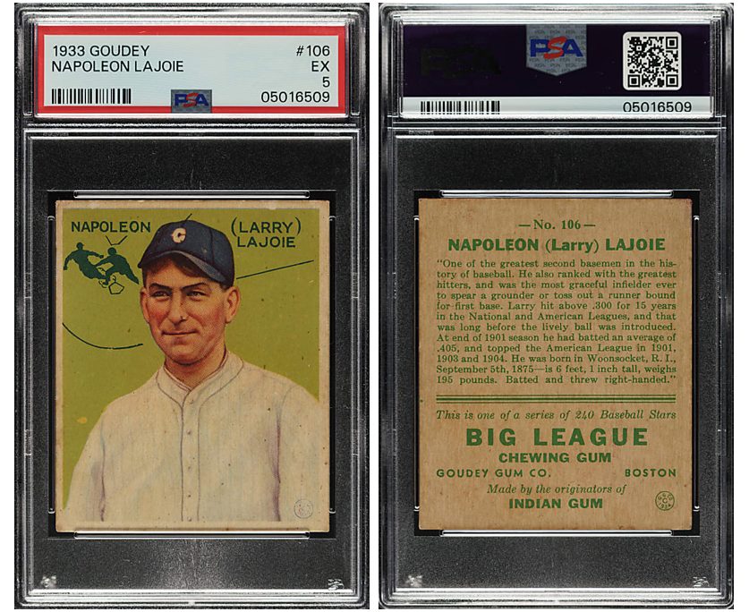 1933 Goudey Nap Lajoie #106