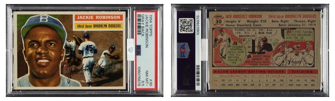 1956 Topps Jackie Robinson front & back