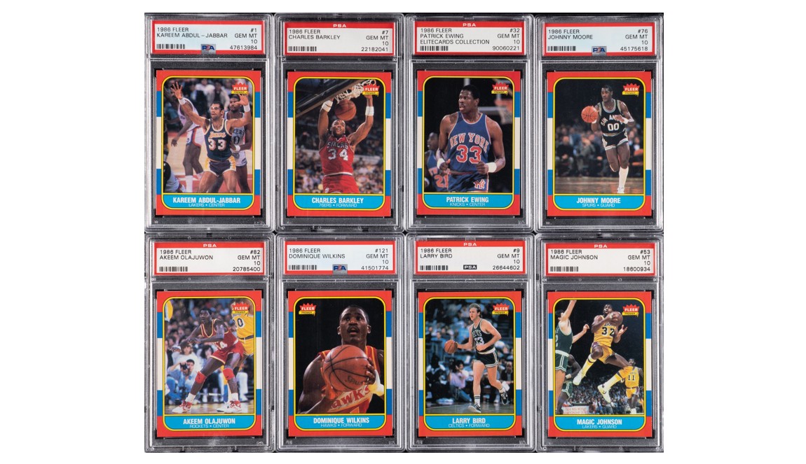 Graded examples of 1986-1987 Fleer Basketball cards