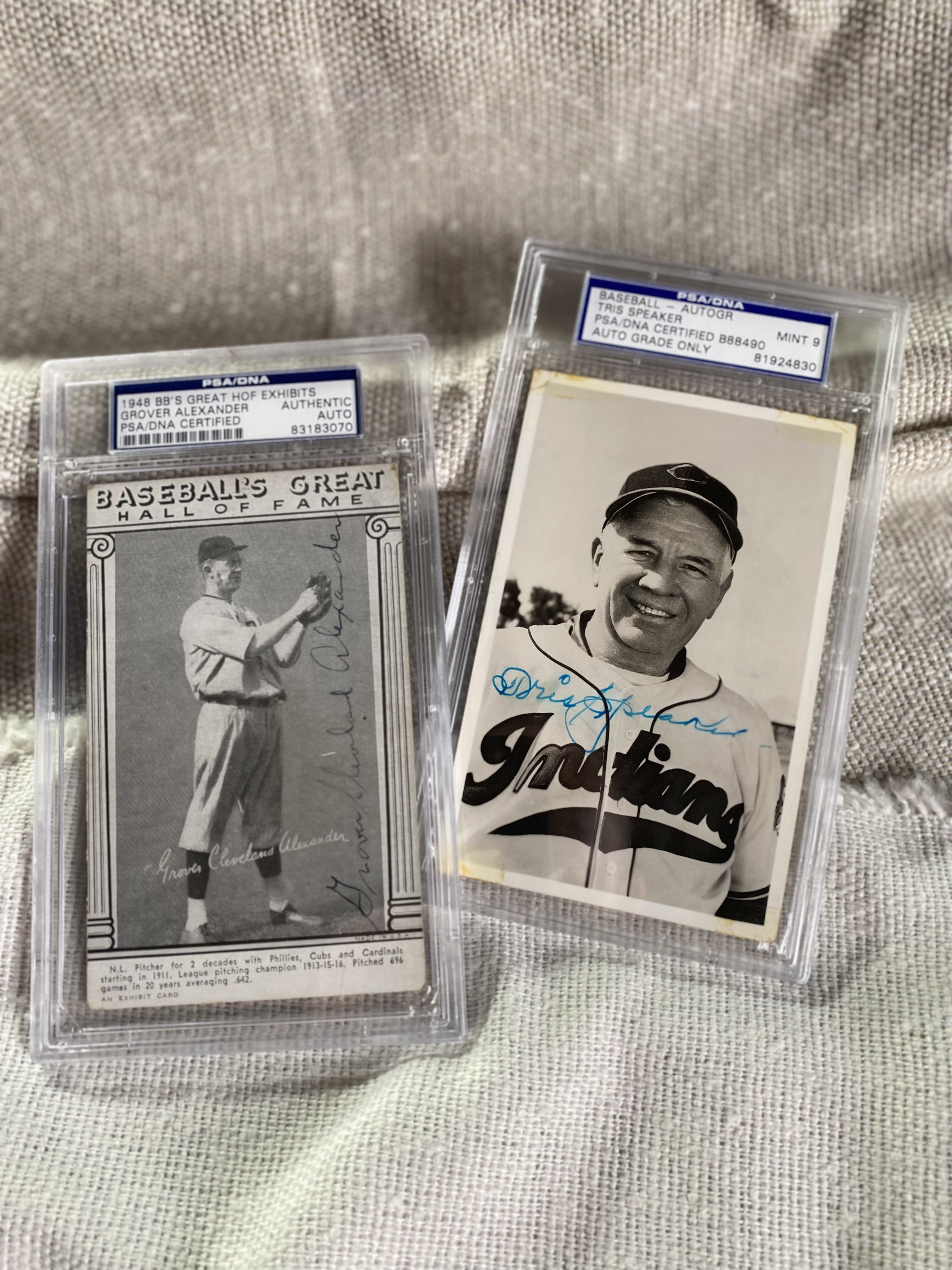 Huber's collection also features a Tris Speaker signed real-photo postcard and a 1948 W464 Baseball's Great Hall of Fame Exhibits Grover Alexander