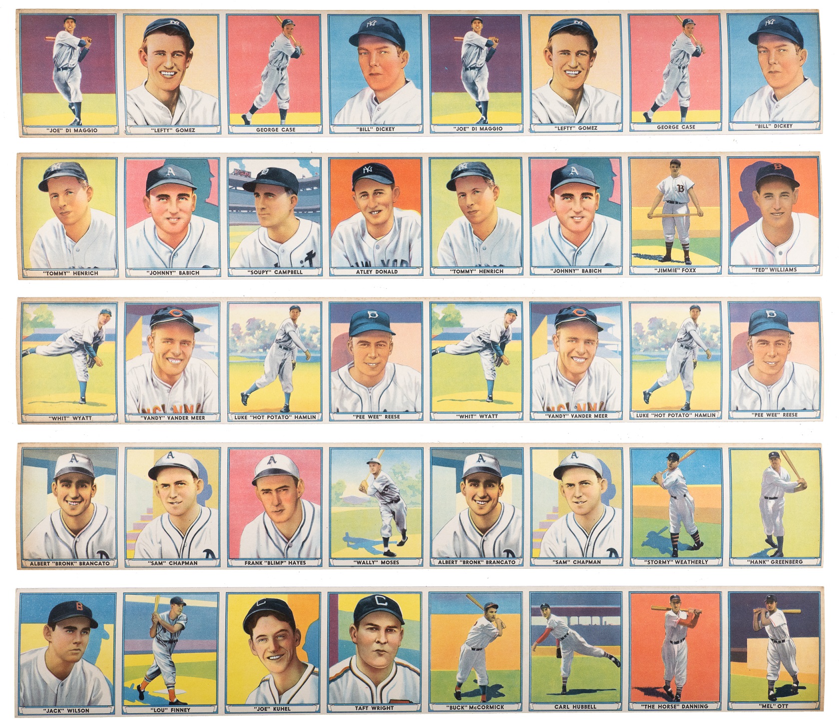 Stunning Uncut Eight-Card 1941 Play Ball Panels Found at Pittsburgh Estate Sale Offered in REA Auction