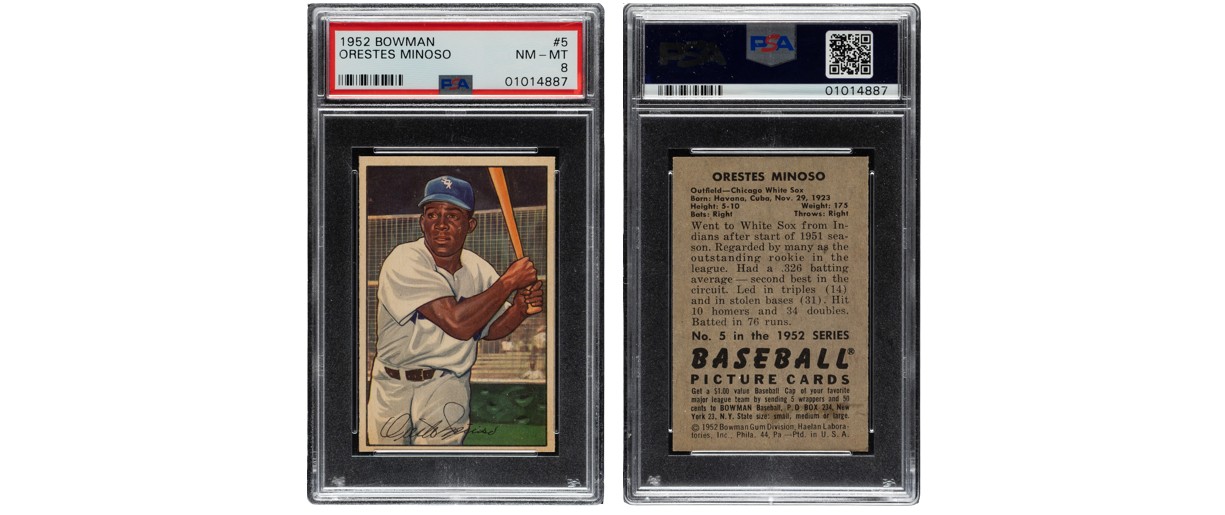 1952 Bowman "Minnie" Minoso rookie card