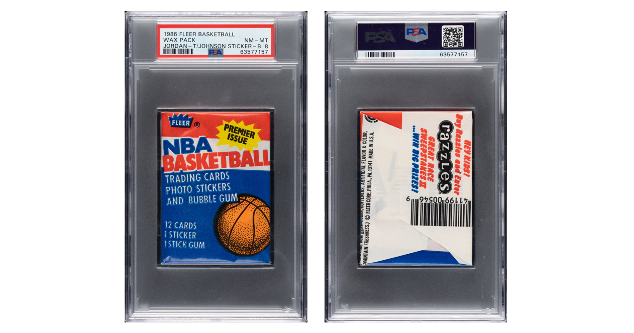 1986-1987 Fleer Basketball Wax Pack graded PSA NM-MT 8