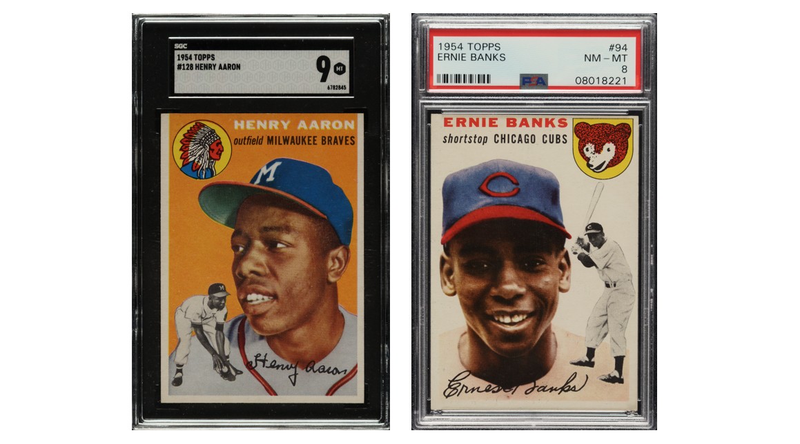 1954 Topps Hank Aaron & Ernie Banks rookie cards