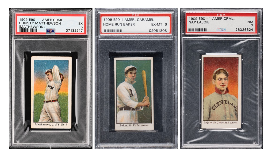 E90-1 Caramel Cards - Mathewson, Baker, Lajoie