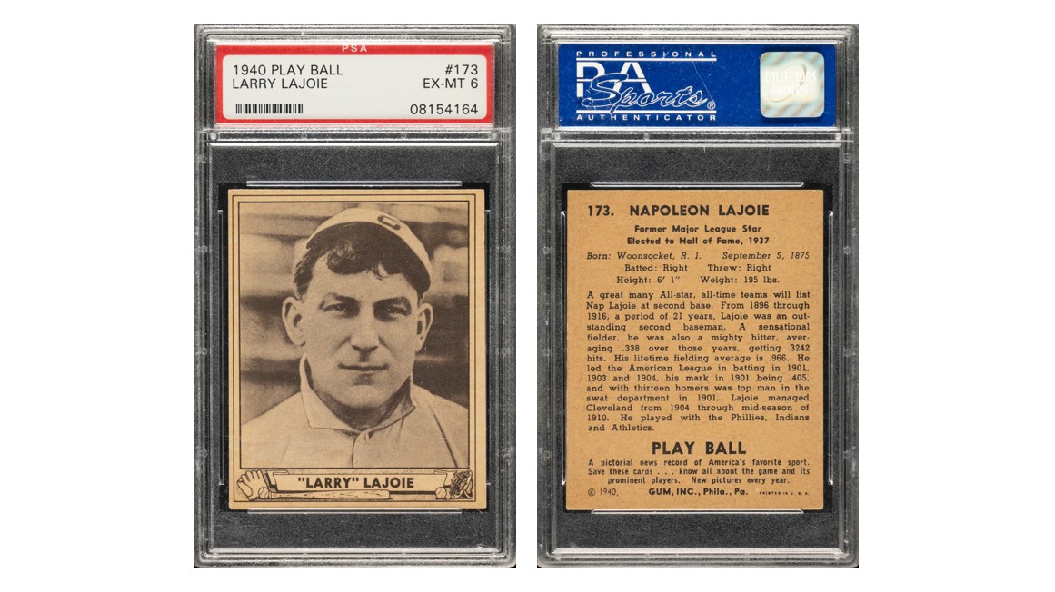 1940 Play Ball Nap Lajoie front & back