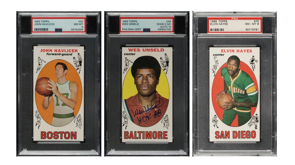 1969-1970 Topps John Havlicek, Wes Unseld, Elvin Hayes