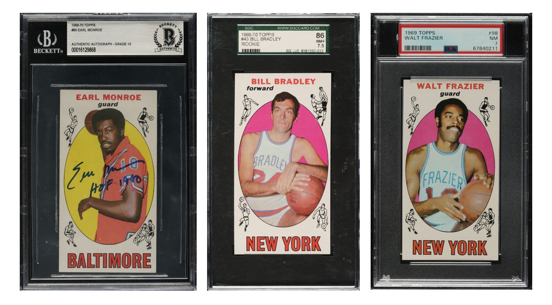 1969-1970 Topps Earl Monroe, Bill Bradley, Walt Frazier