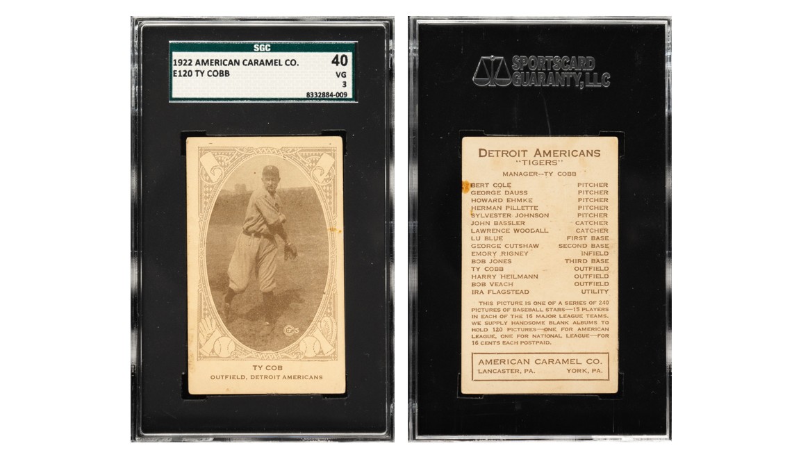 1922 E120 American Caramel Ty Cobb front & back