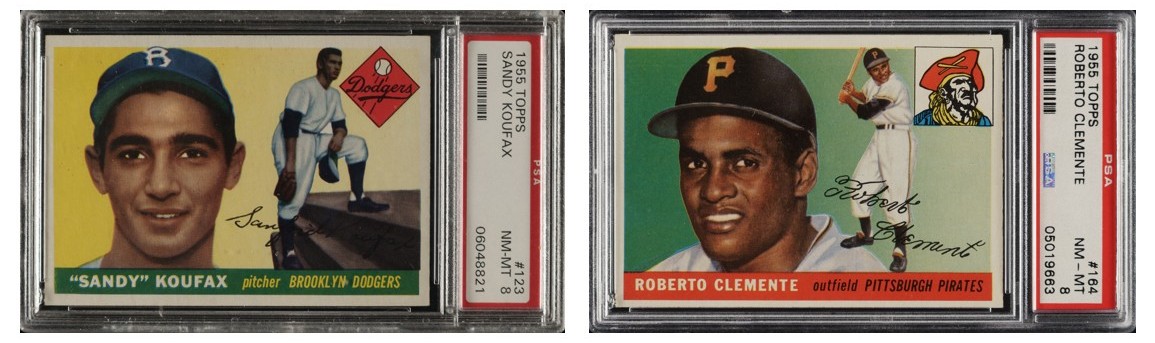 1955 Topps Sandy Koufax & Roberto Clemente rookie cards