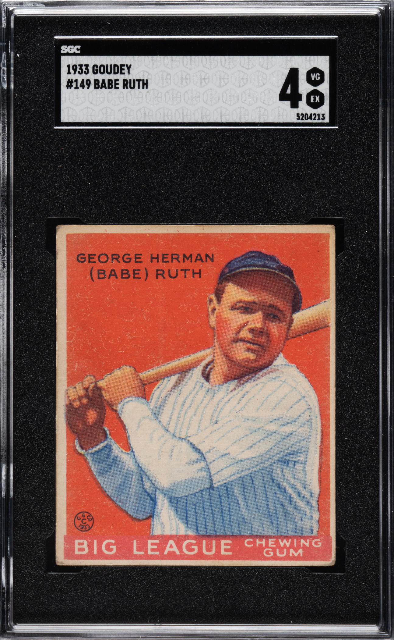 This 1933 R319 Goudey Babe Ruth #149 SGC 4 sold for $21,000