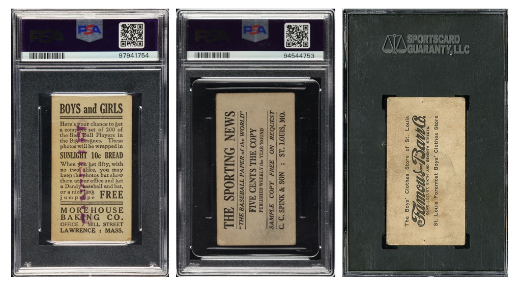 Various Advertising Backs of the M101-4/5 Card Set