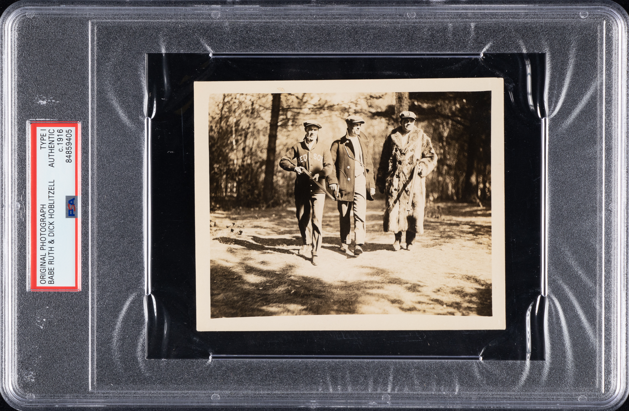 Babe Ruth hunting with a pair of his Red Sox teammates